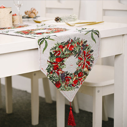 Christmas Table Runner thickened knitted Dining Tablecloth Xmas Party Decor(Garland)-Occasions &gt; Christmas &gt; Christmas Wreaths &amp; Garlands-PEROZ Accessories