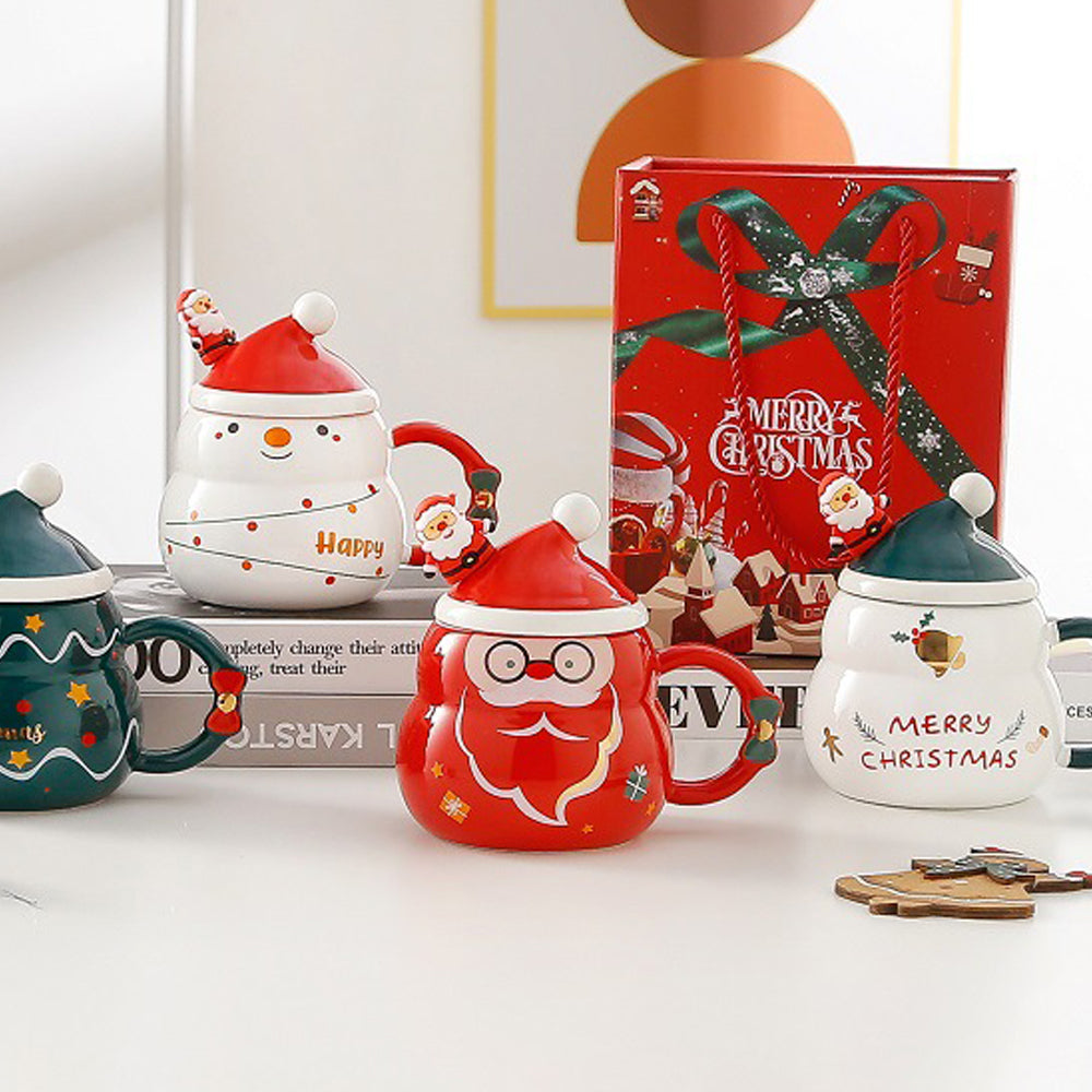 Christmas Cup Gift Box Ceramic Mug Set Mug Gift Set Christmas Coffee Cup(Snowman)-Occasions &gt; Christmas &gt; Christmas Decorations-PEROZ Accessories