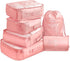 6 Pcs Waterproof Compression Packing Cubes Large Travel Luggage Organizer Storage (Pink)-Home & Garden > Travel-PEROZ Accessories