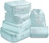 6 Pcs Waterproof Compression Packing Cubes Large Travel Luggage Organizer Storage (Light Blue)-Home & Garden > Travel-PEROZ Accessories
