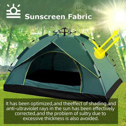 Waterproof Automatic Camping Tent 3-5 Person Come with Moisture Proof Pad(Green)-Camping Tents-PEROZ Accessories
