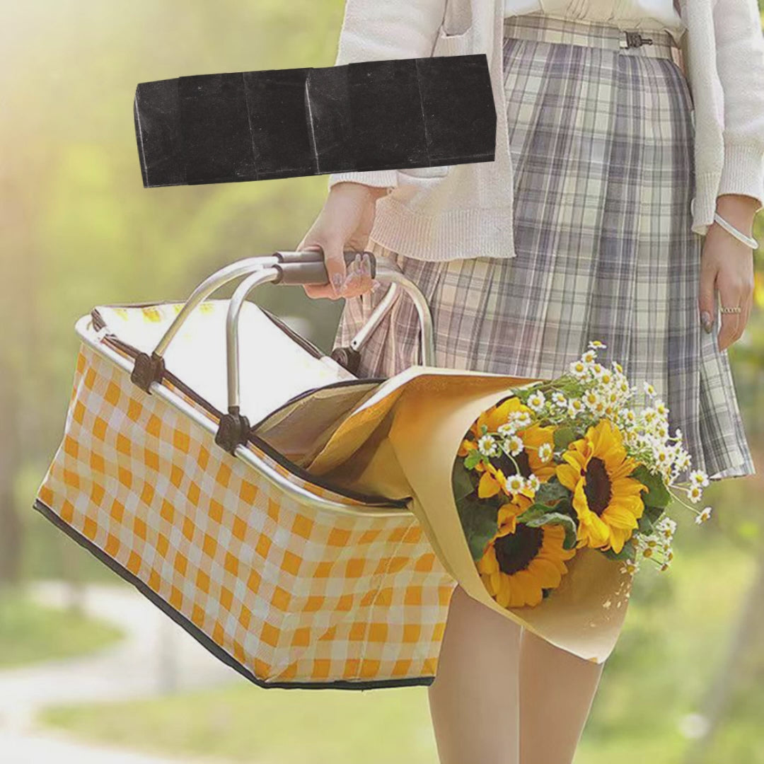 Collapsible Outdoor Camping Portable Insulated Picnic Basket Camping Picnic Ice Pack(Yellow Grid)-Outdoor &gt; Picnic-PEROZ Accessories
