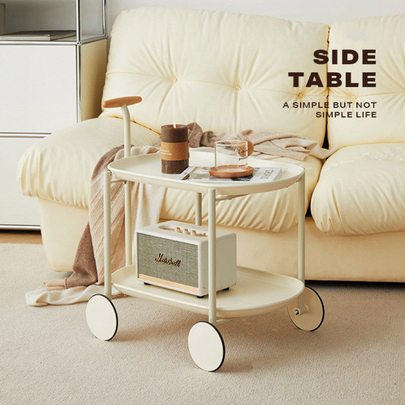 Movable Modern Trolley Small Unit Coffee Table Cart Storage Sofa Side Table with Wheels-Home &amp; Garden > Storage-PEROZ Accessories