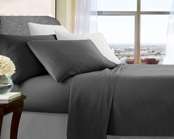ultra soft microfibre sheet set double charcoal-Home &amp; Garden &gt; Bedding &gt; Bed Sheets-PEROZ Accessories