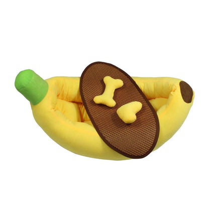 Cute Banana Shape Pet Bed Winter Warm Dog Cat Kennel Cozy Pet Cartoon Bed Mat - S-Pet Care &gt; Dog Supplies &gt; Dog Beds-PEROZ Accessories
