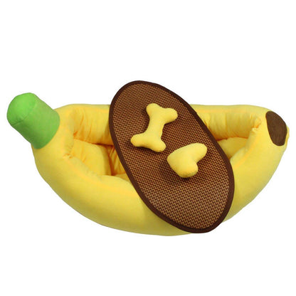 Cute Banana Shape Pet Bed Winter Warm Dog Cat Kennel Cozy Pet Cartoon Bed Mat - S-Pet Care &gt; Dog Supplies &gt; Dog Beds-PEROZ Accessories