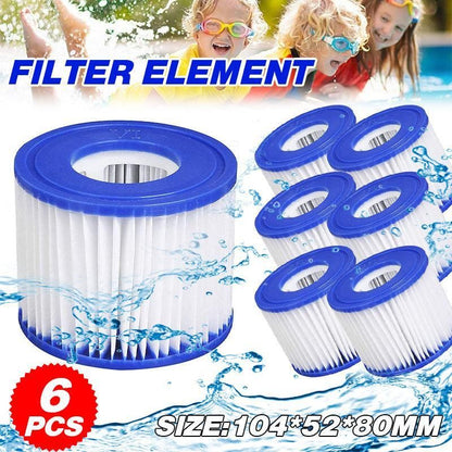 6pcs Lay Z Spa Filter Cartridge VI Size 58323 Replacement by Bestway Cartridge