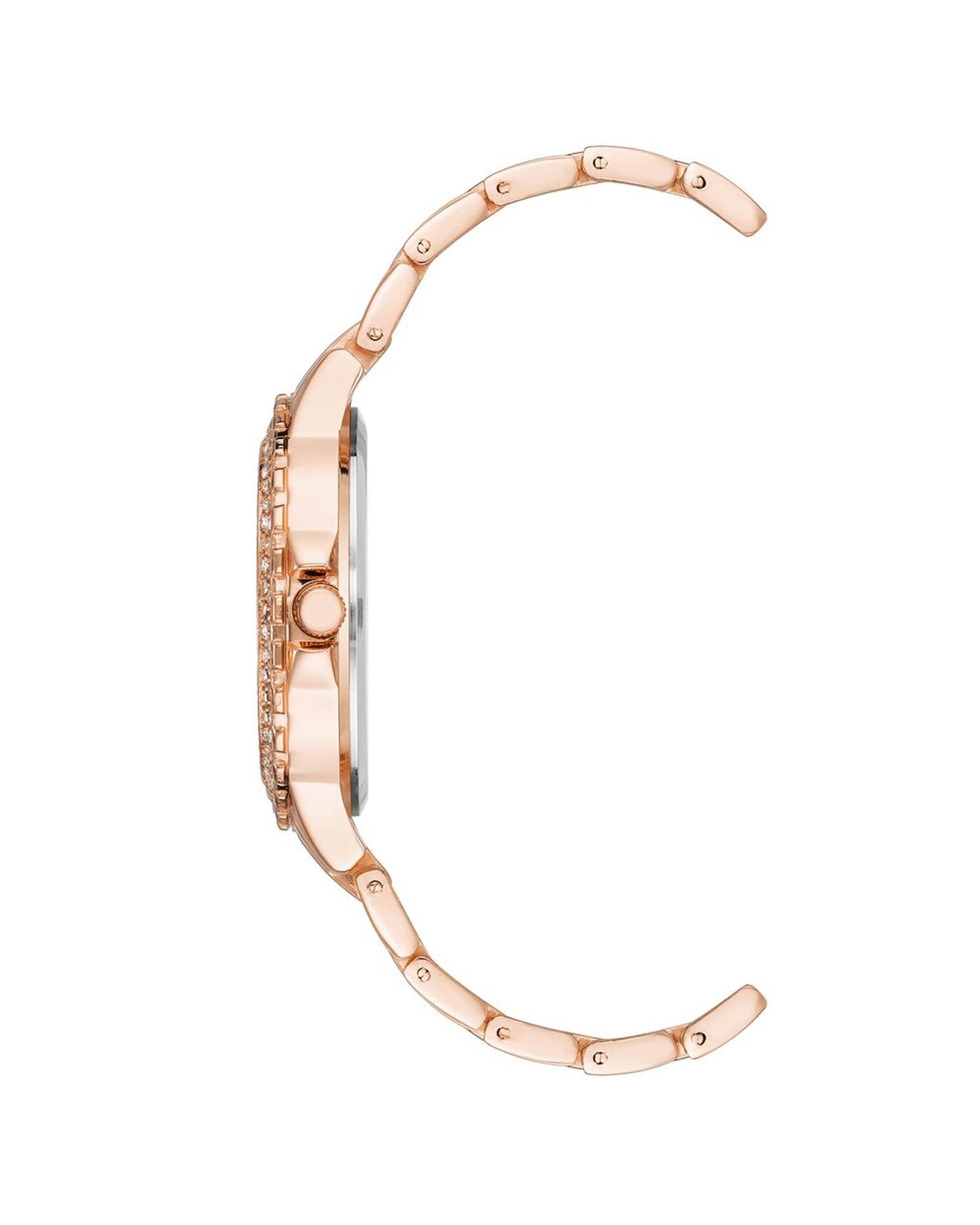 Rose Gold Fashion Watch with Rhine Stone Facing One Size Women-Quartz Watches-PEROZ Accessories