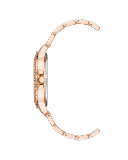Rose Gold Fashion Watch with Rhine Stone Facing One Size Women-Quartz Watches-PEROZ Accessories