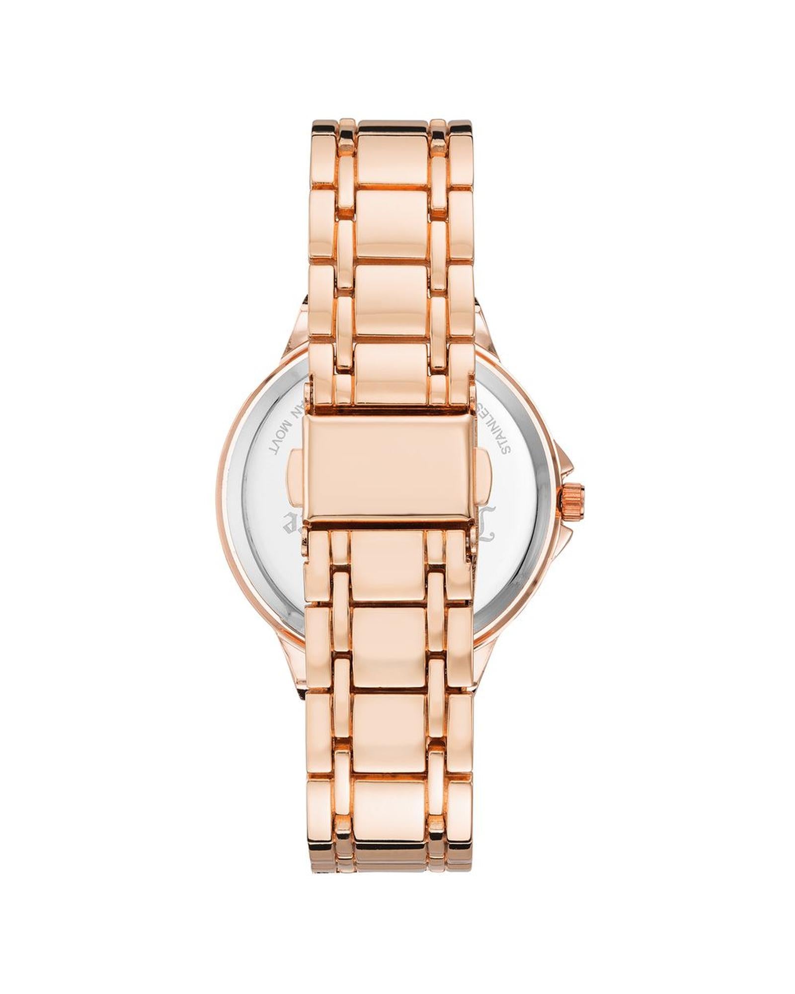 Rose Gold Fashion Watch with Rhine Stone Facing One Size Women-Quartz Watches-PEROZ Accessories