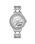 Silver Metal Fashion Watch with Rhine Stone Facing One Size Women-Quartz Watches-PEROZ Accessories