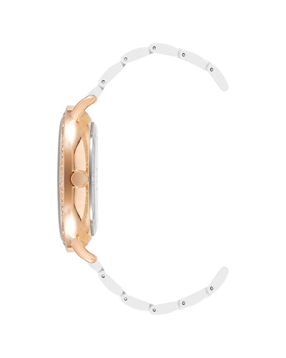 Rose Gold Fashion Watch with Rhine Stone Facing One Size Women-Quartz Watches-PEROZ Accessories