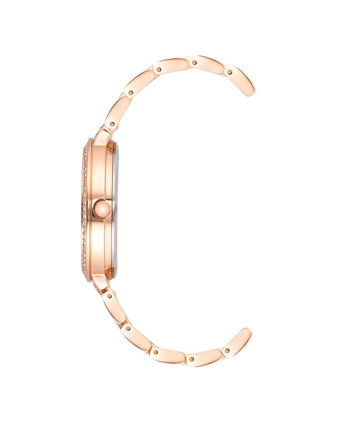 Rose Gold Metal Fashion Watch with Rhine Stone Facing One Size Women-Quartz Watches-PEROZ Accessories