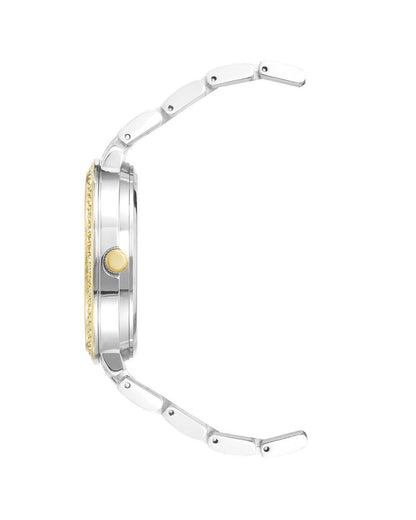 Silver Analog Fashion Watch with Rhinestone Facing One Size Women-Quartz Watches-PEROZ Accessories