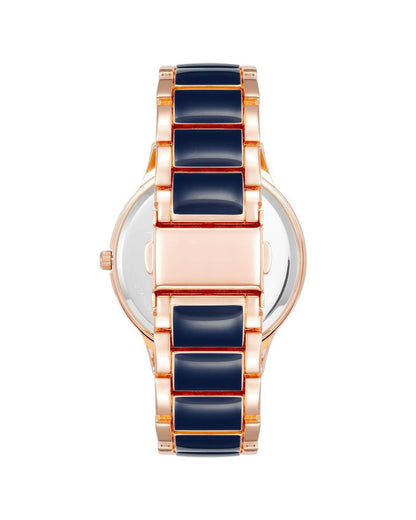 Rose Gold Analog Fashion Watch with Rhinestone Detail One Size Women-Quartz Watches-PEROZ Accessories