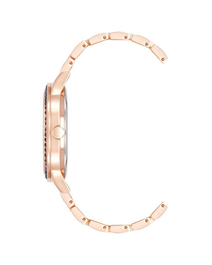 Rose Gold Analog Fashion Watch with Rhinestone Detail One Size Women-Quartz Watches-PEROZ Accessories