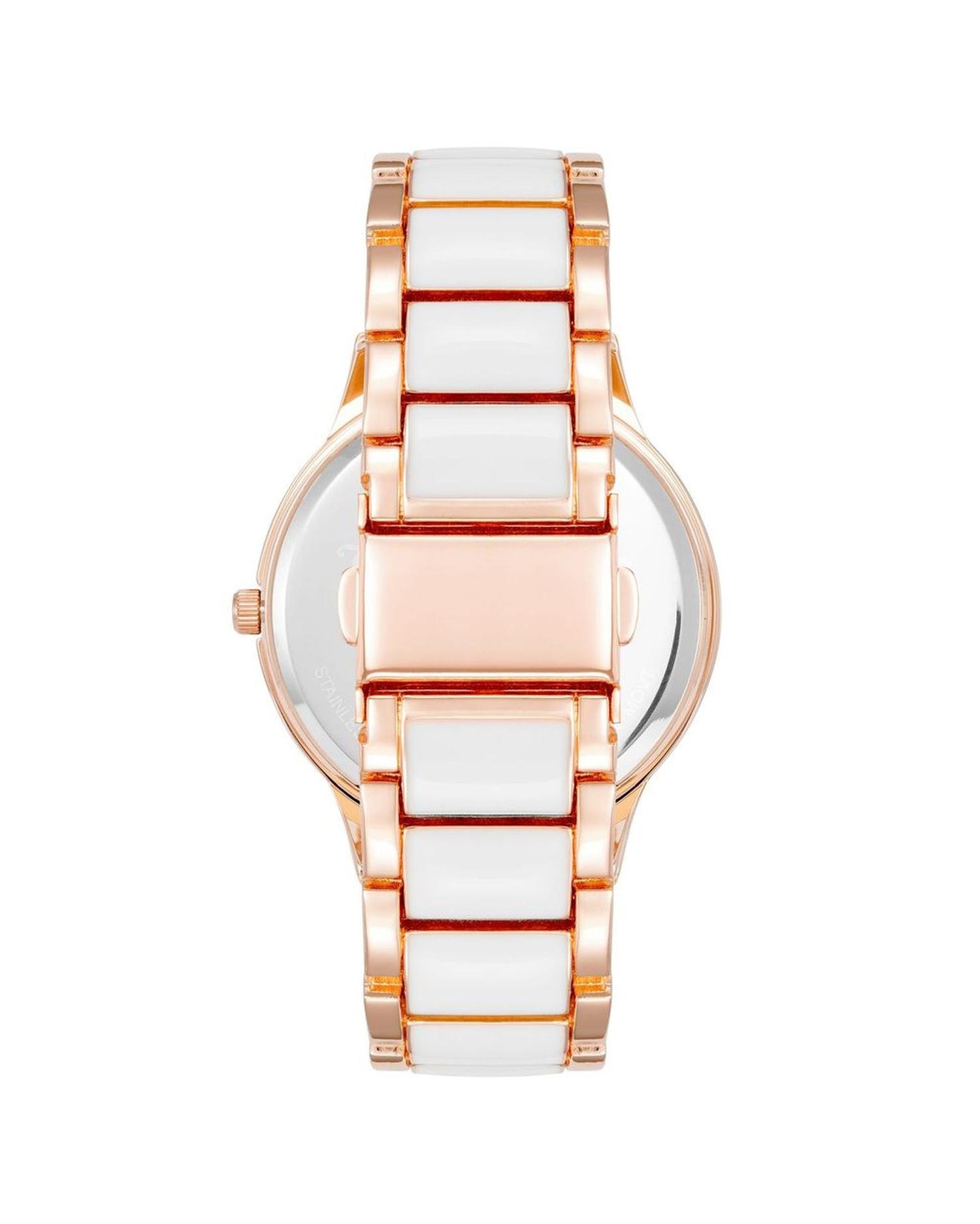 Rose Gold Analog Fashion Watch with Rhine Stone Detail One Size Women-Quartz Watches-PEROZ Accessories