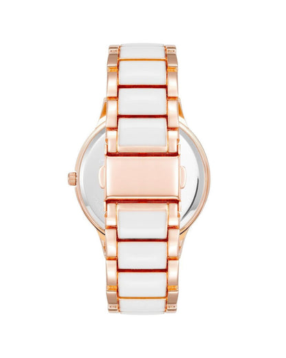 Rose Gold Analog Fashion Watch with Rhine Stone Detail One Size Women-Quartz Watches-PEROZ Accessories