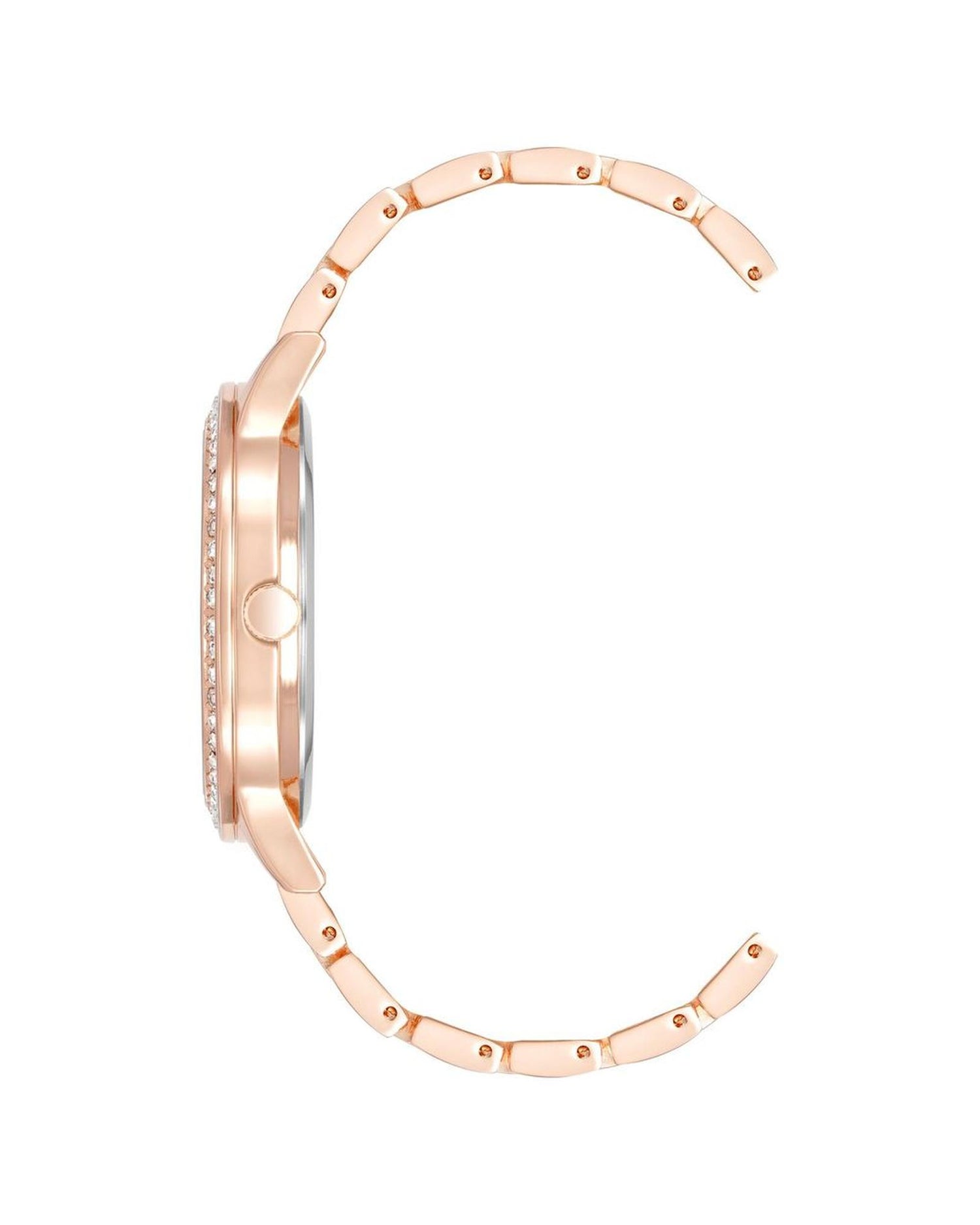 Rose Gold Analog Fashion Watch with Rhine Stone Detail One Size Women-Quartz Watches-PEROZ Accessories