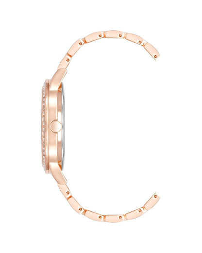 Rose Gold Analog Fashion Watch with Rhine Stone Detail One Size Women-Quartz Watches-PEROZ Accessories