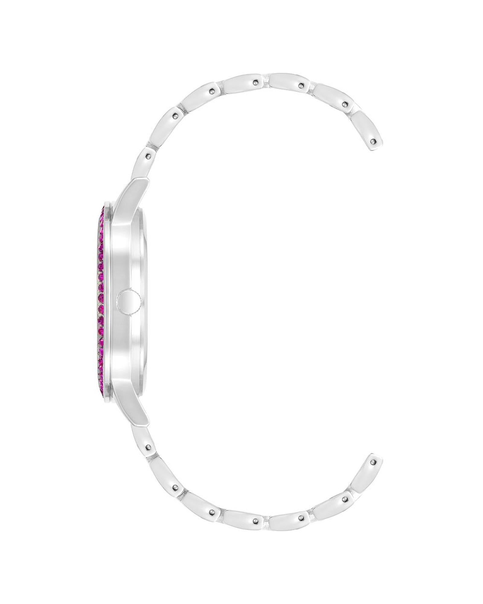 Silver Analog Fashion Watch with Rhine Stone Detailing One Size Women-Quartz Watches-PEROZ Accessories