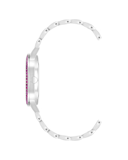 Silver Analog Fashion Watch with Rhine Stone Detailing One Size Women-Quartz Watches-PEROZ Accessories