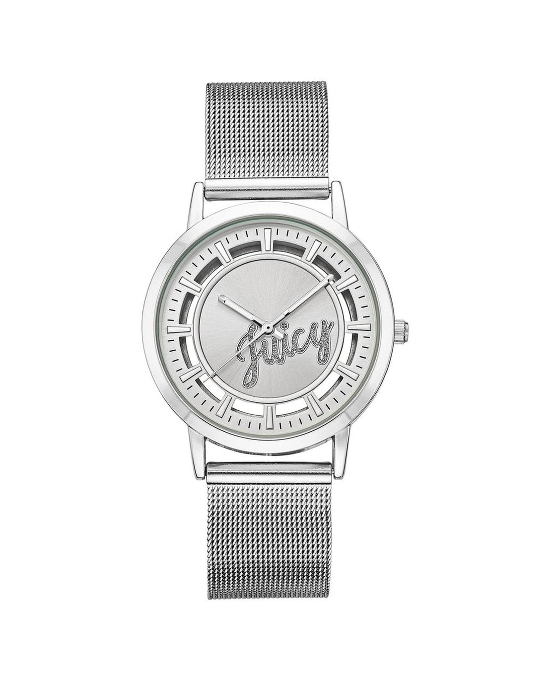 Silver Analog Quartz Bangle Watch with Rhinestone Detail One Size Women-Quartz Watches-PEROZ Accessories