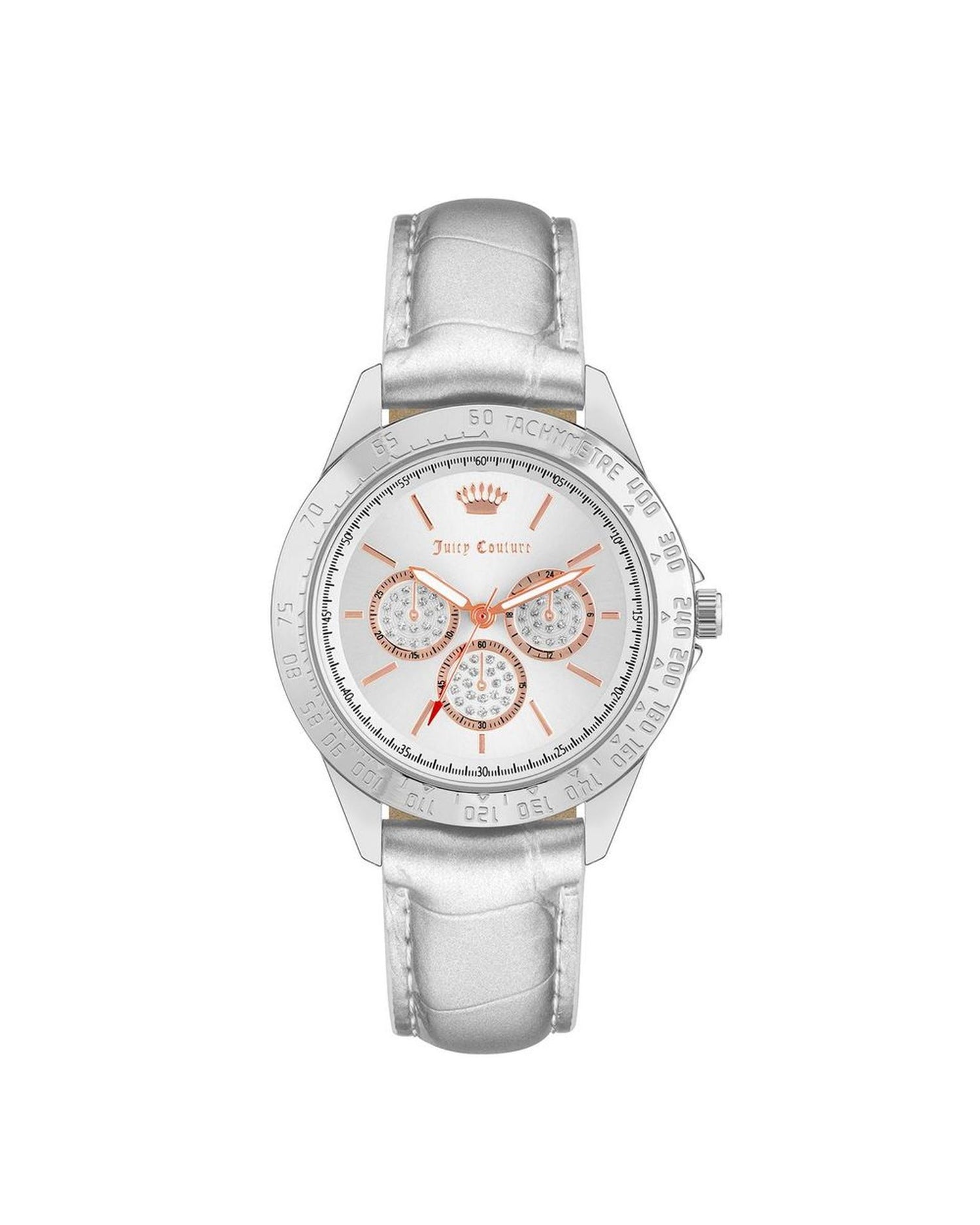 Silver Rhinestone Fashion Watch with Leatherette Strap One Size Women-Quartz Watches-PEROZ Accessories