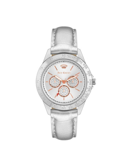 Silver Rhinestone Fashion Watch with Leatherette Strap One Size Women-Quartz Watches-PEROZ Accessories