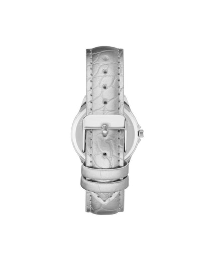 Silver Rhinestone Fashion Watch with Leatherette Strap One Size Women-Quartz Watches-PEROZ Accessories