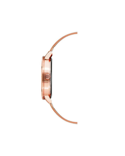Rose Gold Analog Bangle Watch with Rhine Stone Facing One Size Women-Quartz Watches-PEROZ Accessories