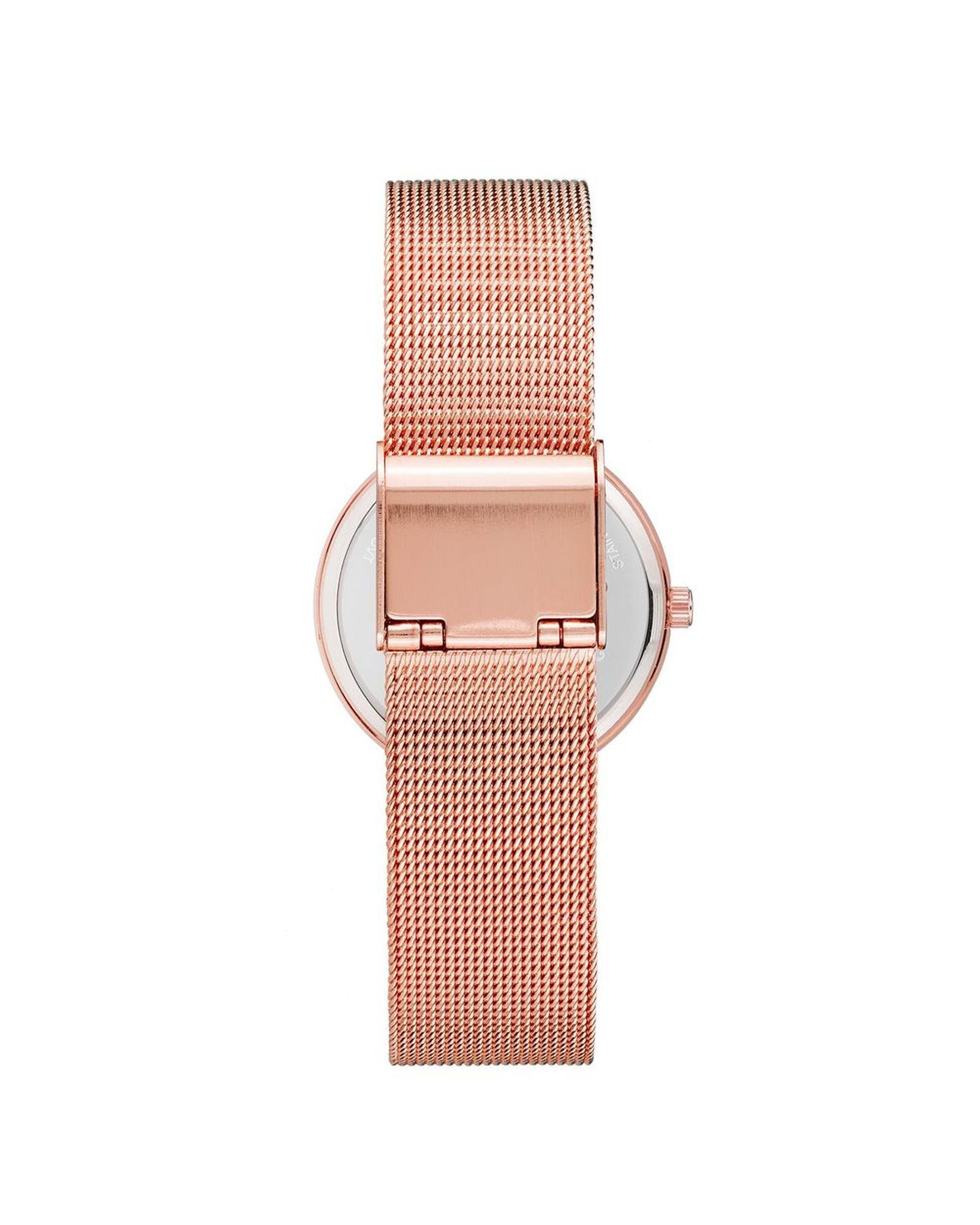 Rose Gold Analog Bangle Watch with Rhine Stone Facing One Size Women-Quartz Watches-PEROZ Accessories