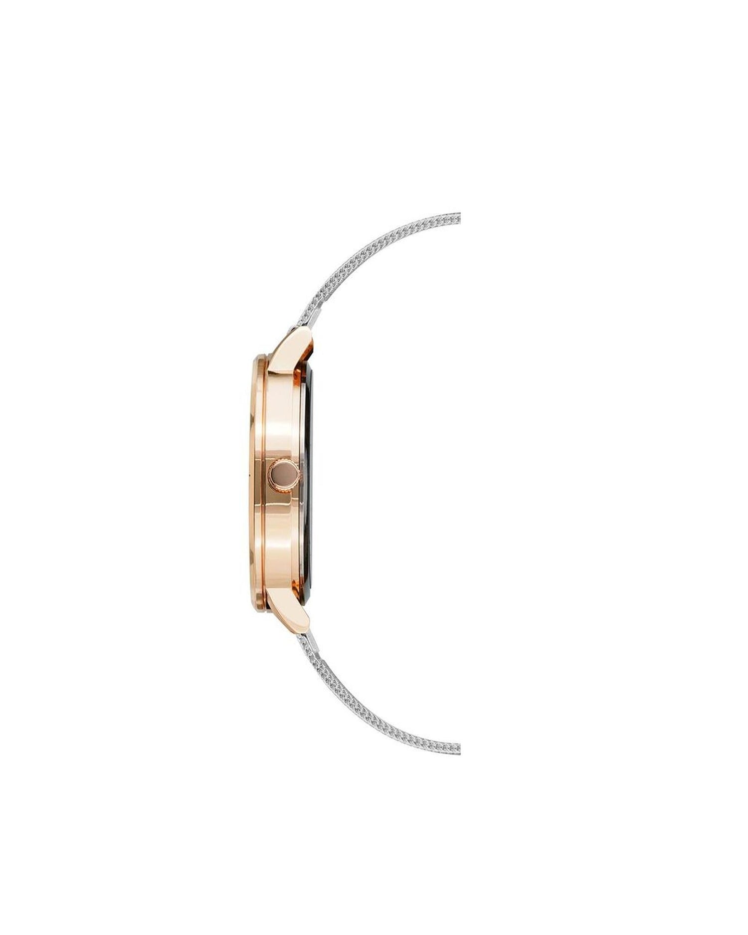 Rose Gold Analog Bangle Watch with Rhine Stone Detailing One Size Women-Quartz Watches-PEROZ Accessories