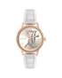 Rose Gold Analog Womens Fashion Watch with Rhinestone Detail and White Leatherette Strap One Size Women-Quartz Watches-PEROZ Accessories