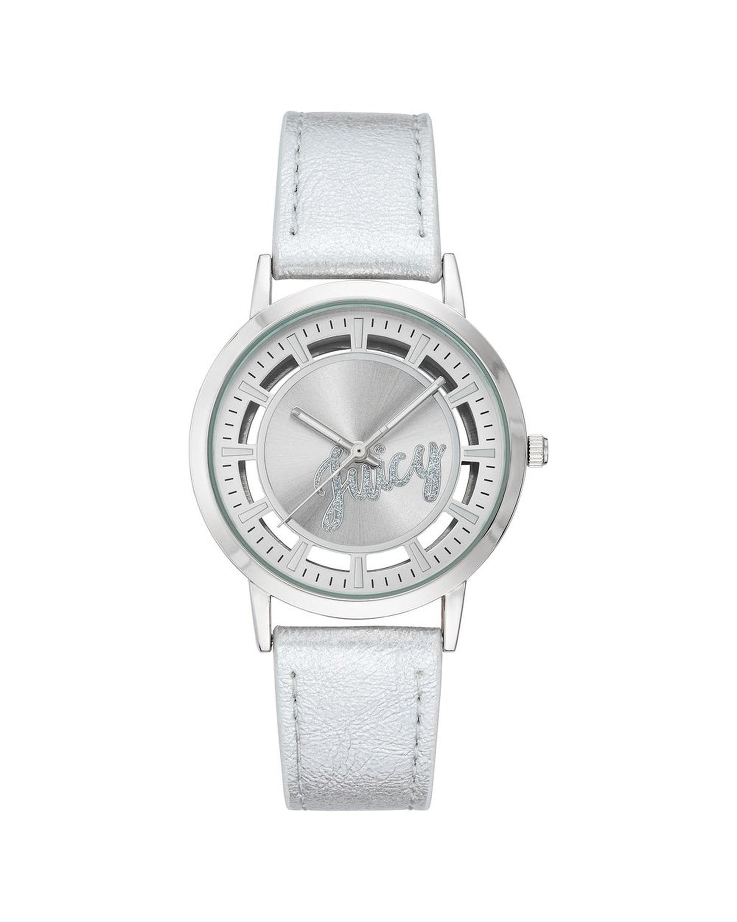 Silver Analog Fashion Watch with Rhinestone Facing One Size Women-Quartz Watches-PEROZ Accessories