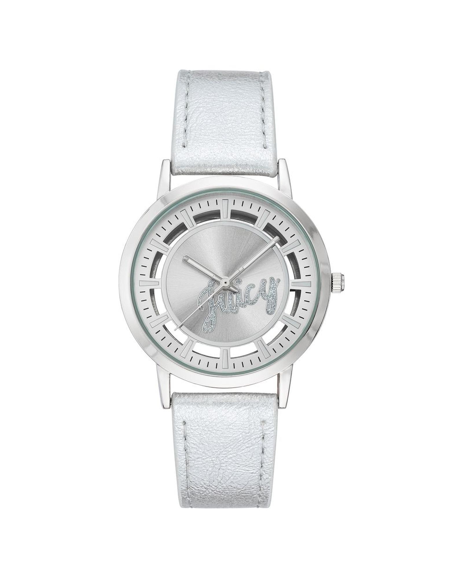 Silver Analog Fashion Watch with Rhinestone Facing One Size Women-Quartz Watches-PEROZ Accessories