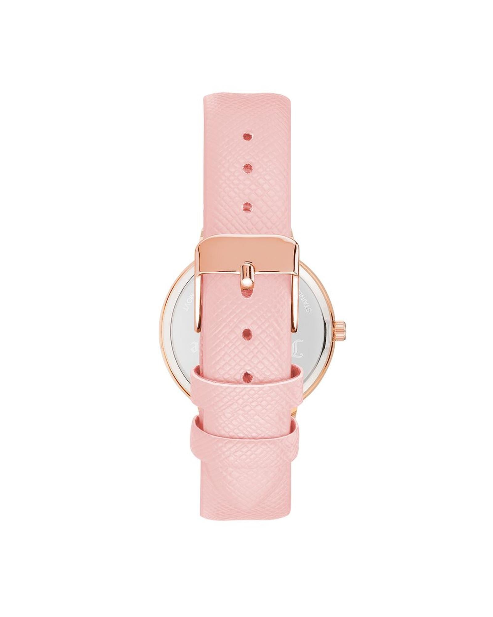 Rose Gold Rhinestone Fashion Watch with Leatherette Strap One Size Women-Quartz Watches-PEROZ Accessories