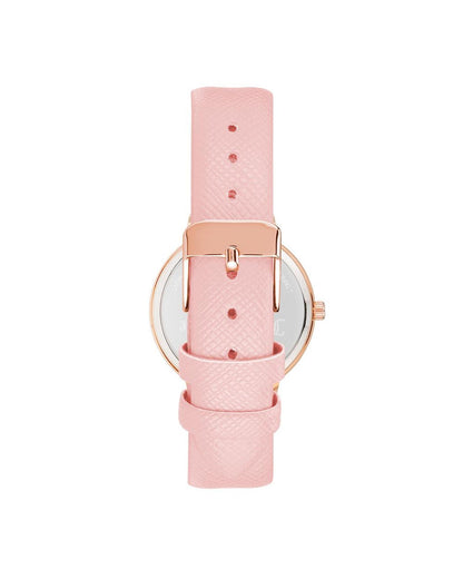 Rose Gold Rhinestone Fashion Watch with Leatherette Strap One Size Women-Quartz Watches-PEROZ Accessories