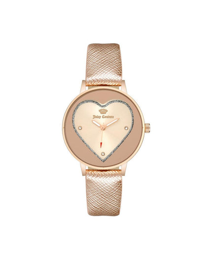 Rose Gold Rhinestone Fashion Analog Watch with Leatherette Strap One Size Women-Quartz Watches-PEROZ Accessories