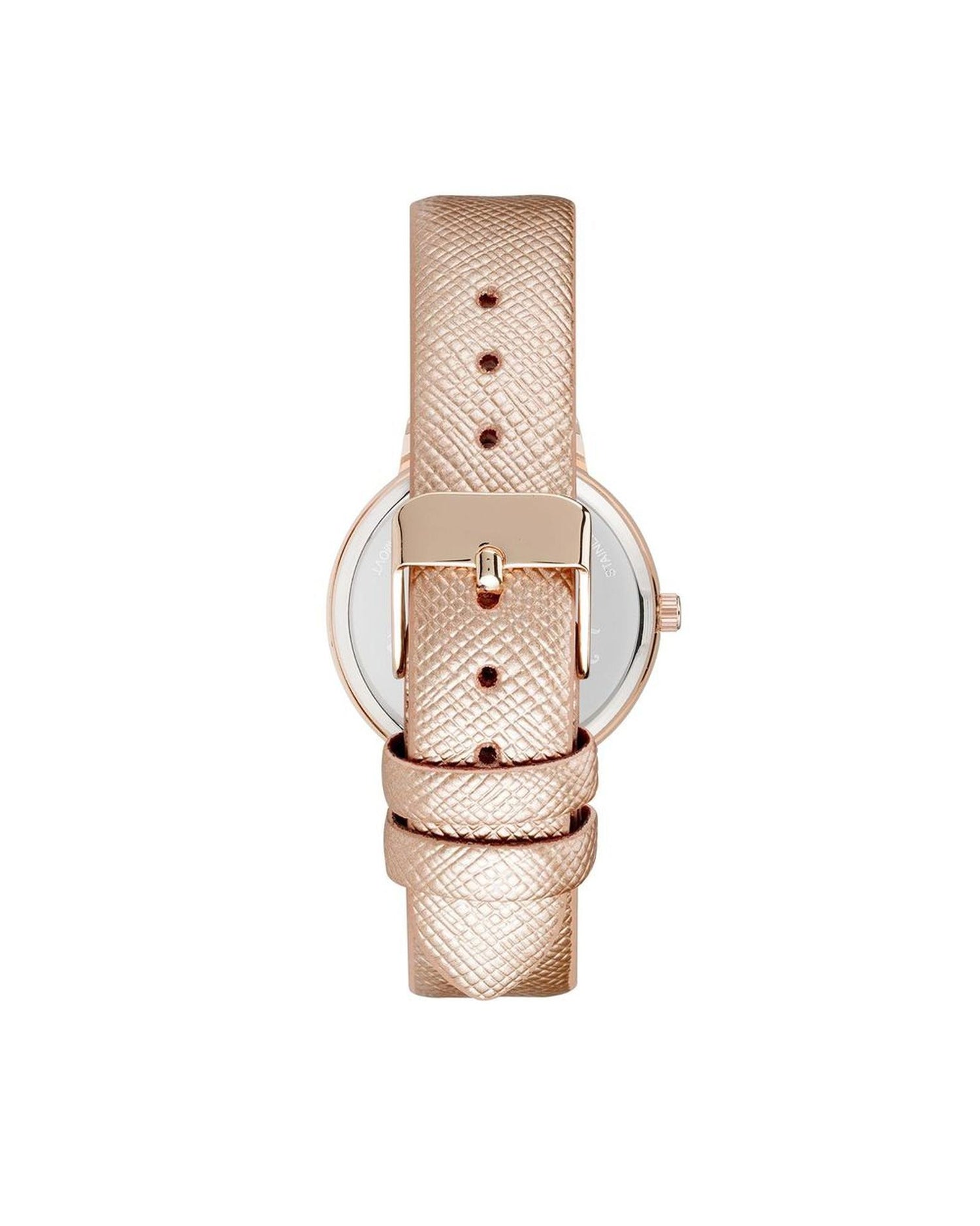 Rose Gold Rhinestone Fashion Analog Watch with Leatherette Strap One Size Women-Quartz Watches-PEROZ Accessories