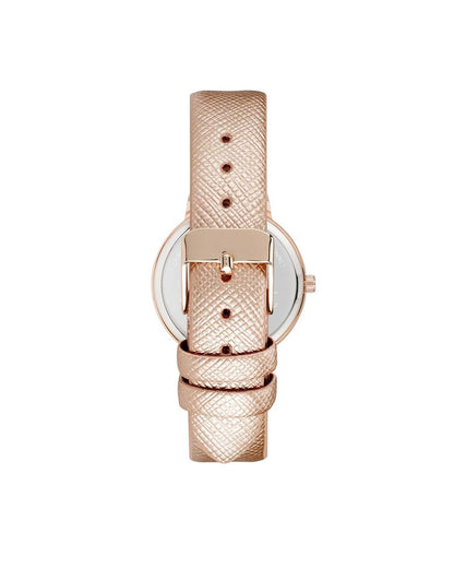 Rose Gold Rhinestone Fashion Analog Watch with Leatherette Strap One Size Women-Quartz Watches-PEROZ Accessories