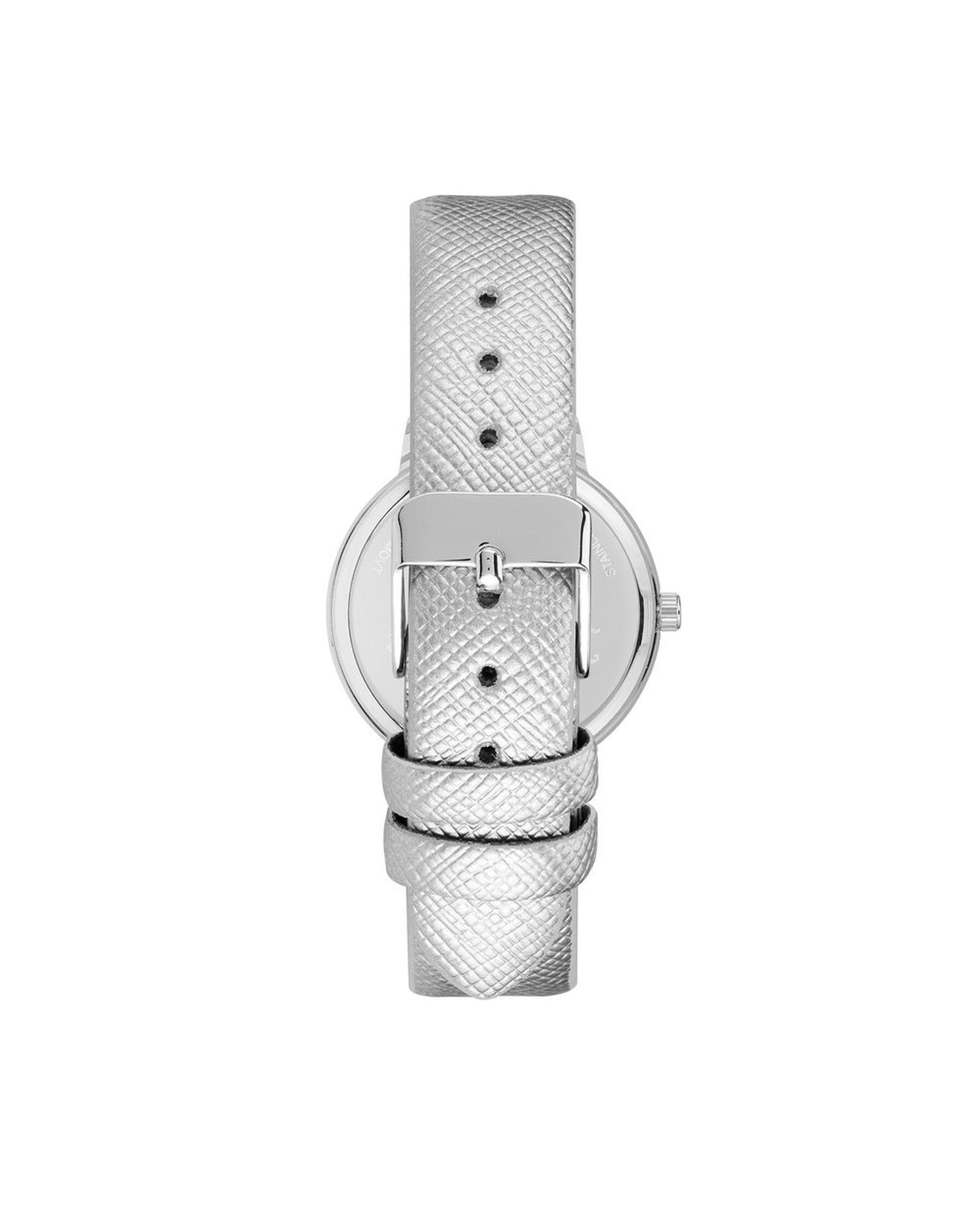 Silver Fashion Watch with Rhinestone Detail One Size Women-Quartz Watches-PEROZ Accessories