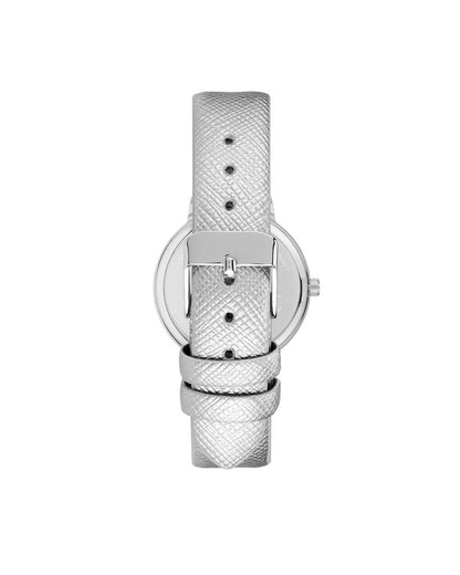 Silver Fashion Watch with Rhinestone Detail One Size Women-Quartz Watches-PEROZ Accessories