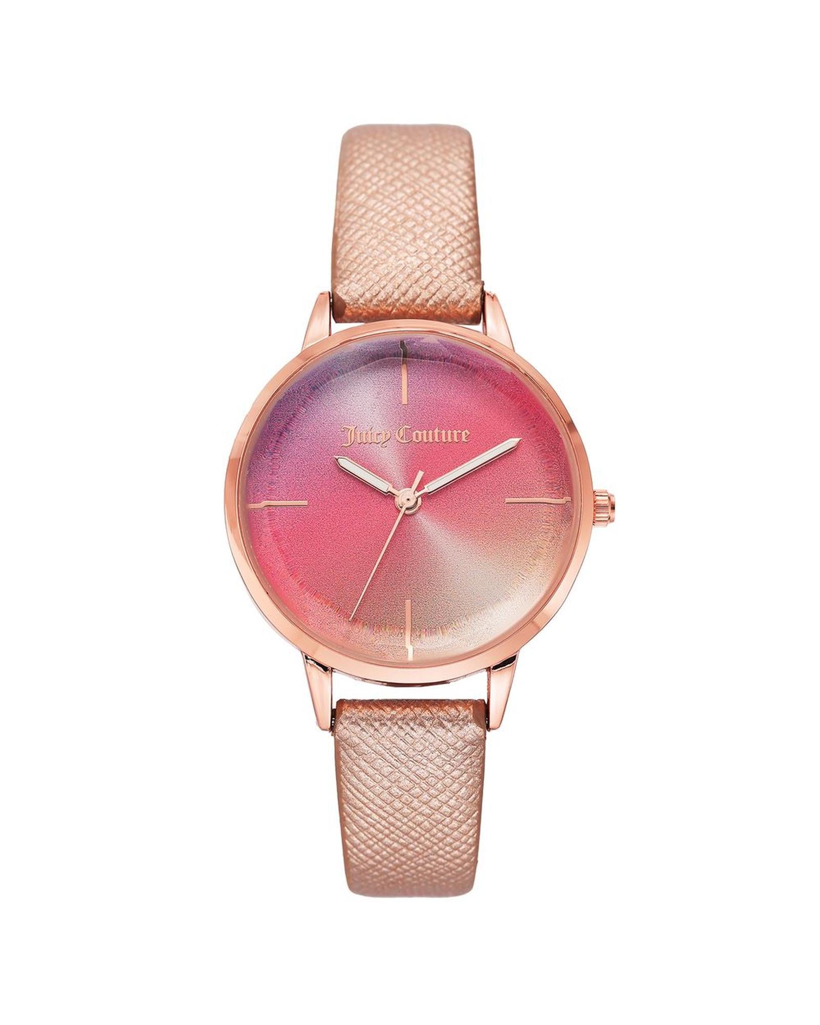 Rose Gold Metal Fashion Watch with Leatherette Wristband One Size Women-Quartz Watches-PEROZ Accessories