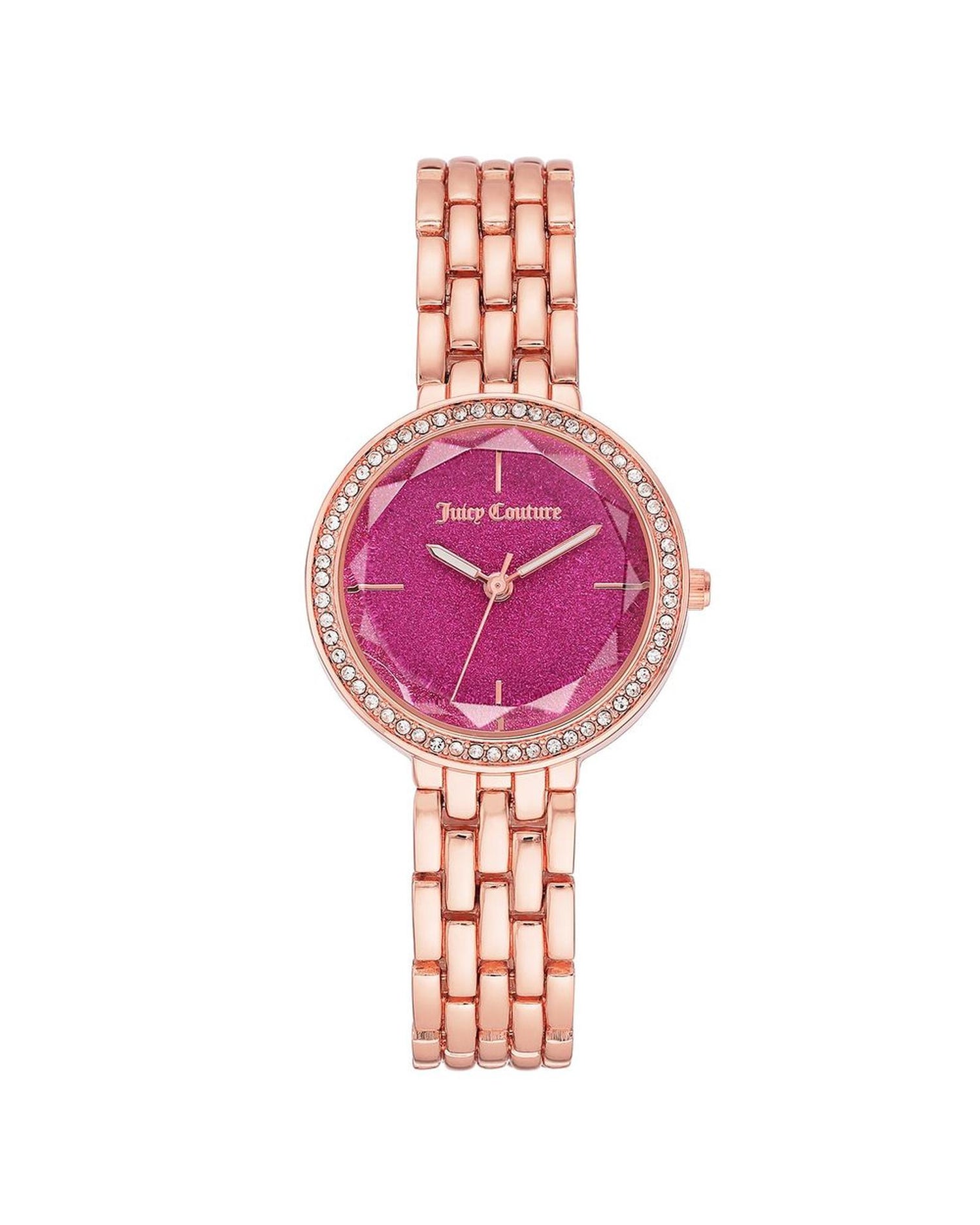 Rose Gold Metal Fashion Watch with Rhinestone Facing One Size Women-Quartz Watches-PEROZ Accessories