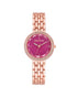 Rose Gold Metal Fashion Watch with Rhinestone Facing One Size Women-Quartz Watches-PEROZ Accessories