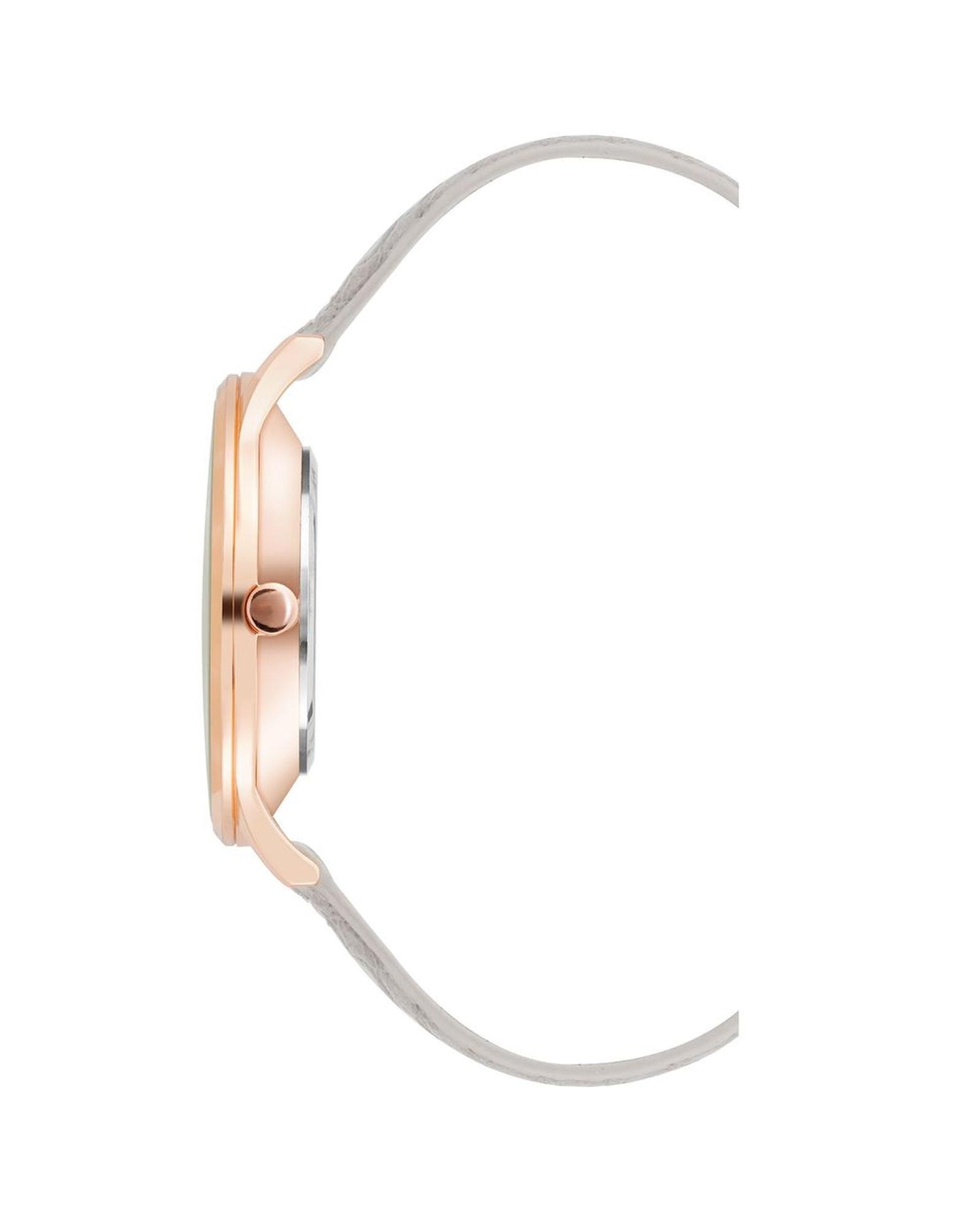 Rose Gold Analog Fashion Watch with Grey Leatherette Strap One Size Women-Quartz Watches-PEROZ Accessories