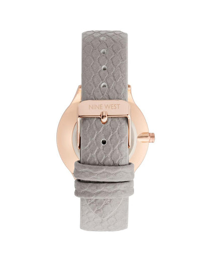 Rose Gold Analog Fashion Watch with Grey Leatherette Strap One Size Women-Quartz Watches-PEROZ Accessories