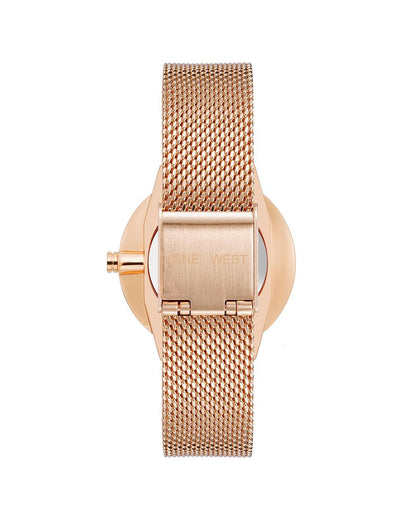 Rose Gold Stainless Steel Mesh Bangle Watch One Size Women-Quartz Watches-PEROZ Accessories
