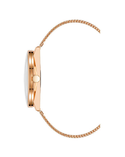 Rose Gold Stainless Steel Mesh Bangle Watch One Size Women-Quartz Watches-PEROZ Accessories
